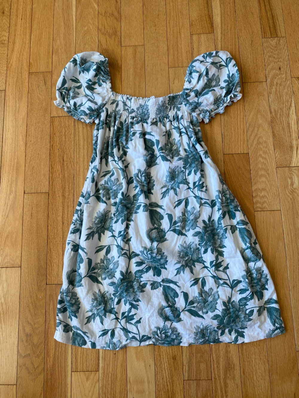 Abercrombie & Fitch White Dress with Green Floral Print